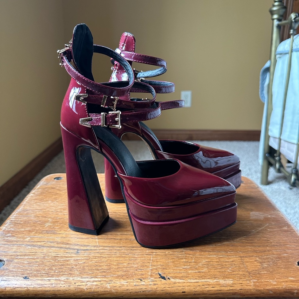 Burgundy Platform Heels